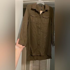 Olive button down dress
